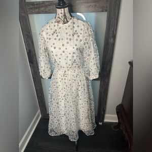 White Floral Long Sleeve Dress